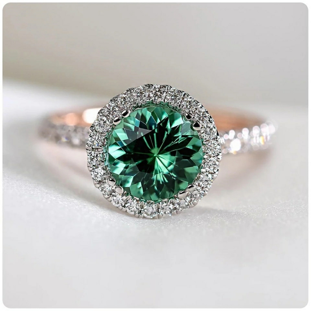 925 Round Green Stone